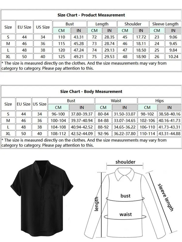 2024 New Cotton Linen Hot Sale Men's Short-Sleeved Shirts Summer Solid Color Stand-Up Collar Casual Beach Style Hawaiian Shirts