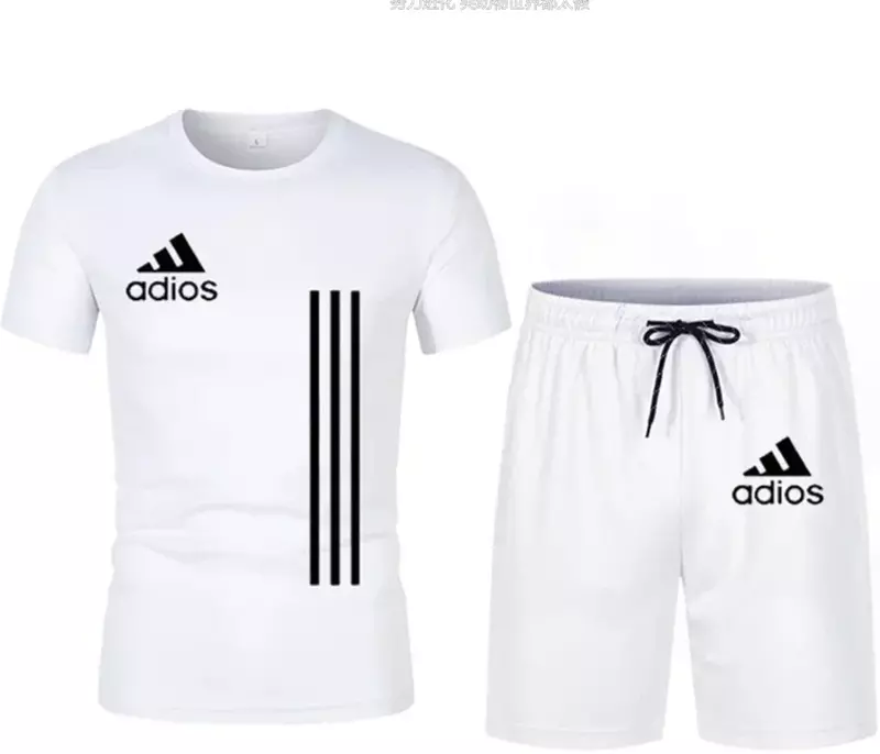 Summer short-sleeved luxury sportswear set Men's fitness fashion casual T-shirt + shorts 2-piece set