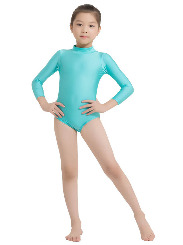Crianças gola alta manga longa collant ginástica ballet dancewear exercício roupas para crianças vestido patinaje artistico niña