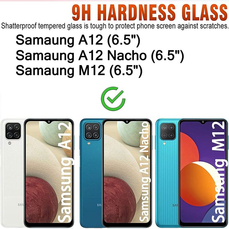 Filme de vidro temperado para Samsung Galaxy, protetor de tela, A12, M12, A12, Nacho, F12, 2pcs, 4pcs