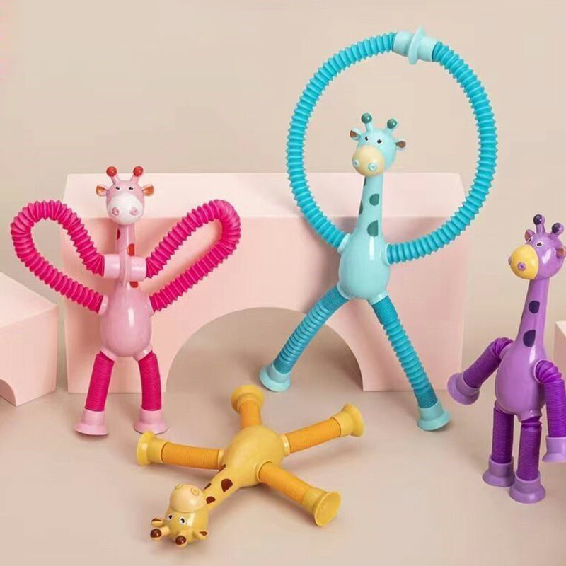 4x Zuignap Basis Educatieve Zuignap Giraf Speelgoed Geschenken Telescopisch Zuignap Giraf Speelgoed
