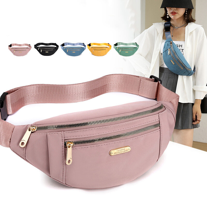 Waist Bags for Women Oxford Leisure Color Waist Bag Shoulder Crossbody Chest Bags Handbags All-match Messenger Belt Bags