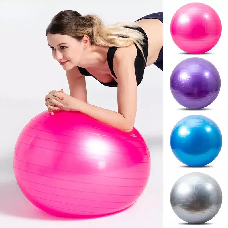 Bola kebugaran PVC, 45cm/55cm/65cm/75cm/85cm PVC bola Yoga tebal tahan ledakan latihan rumah Gym Pilates peralatan bola keseimbangan
