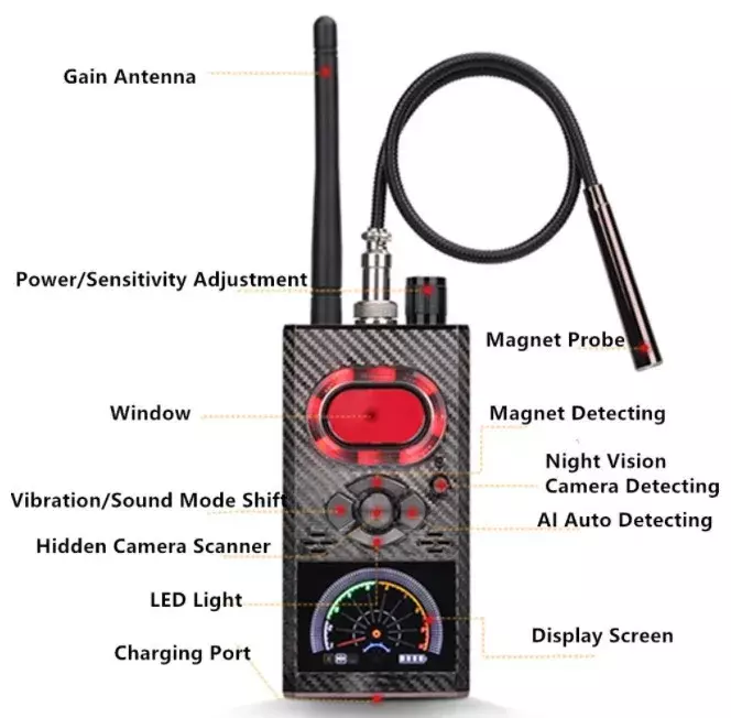 Detector de cámara oculta antiespía K99 K88, lente de cámara inalámbrica de señal RF, rastreador GPS, dispositivo magnético GSM, buscador de escaneo VS, nuevo