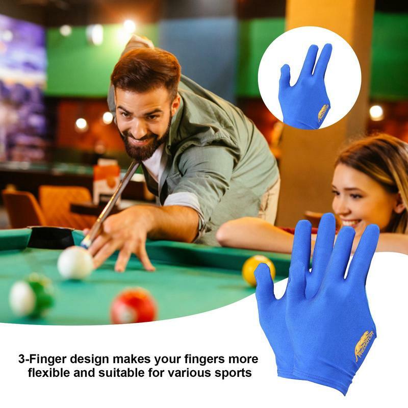 Pool Table Gloves 2pcs 3 Fingers Billiards Training Glove Breathable Slip-proof Elasticity Embroidered Pool Cue Sports Glove
