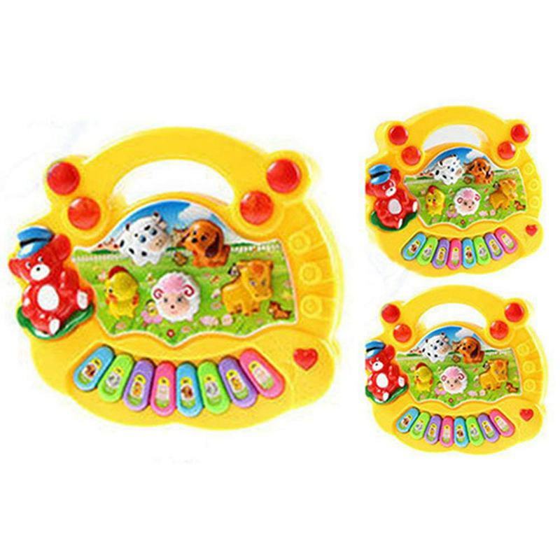 Mainan bayi usia 1 tahun, instrumen musik perkembangan hewan Piano pertanian musik untuk anak-anak dan anak laki-laki
