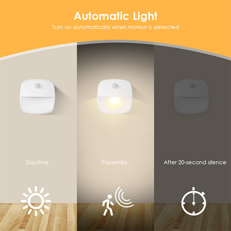Luz Led inteligente inalámbrica con Sensor de emergencia para pasillo, lámpara de mesita de noche con batería, luz nocturna para dormitorio