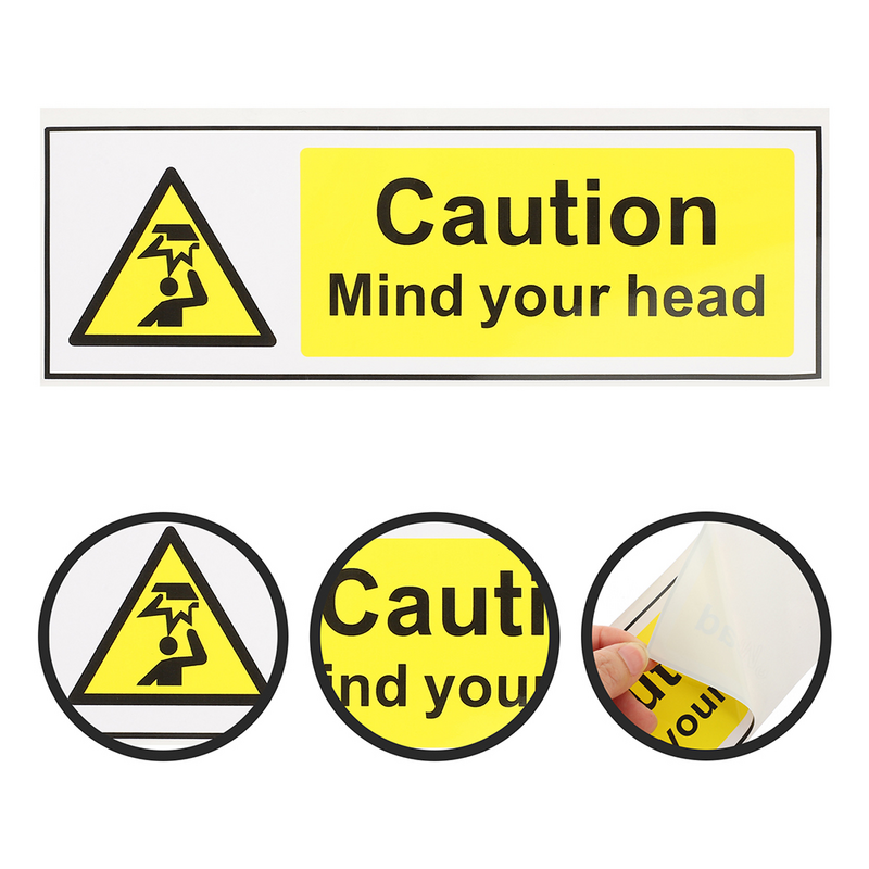 2 Pcs Signage Watch Your Head Warning Caution Stickers Decal Water Proof Ceiling