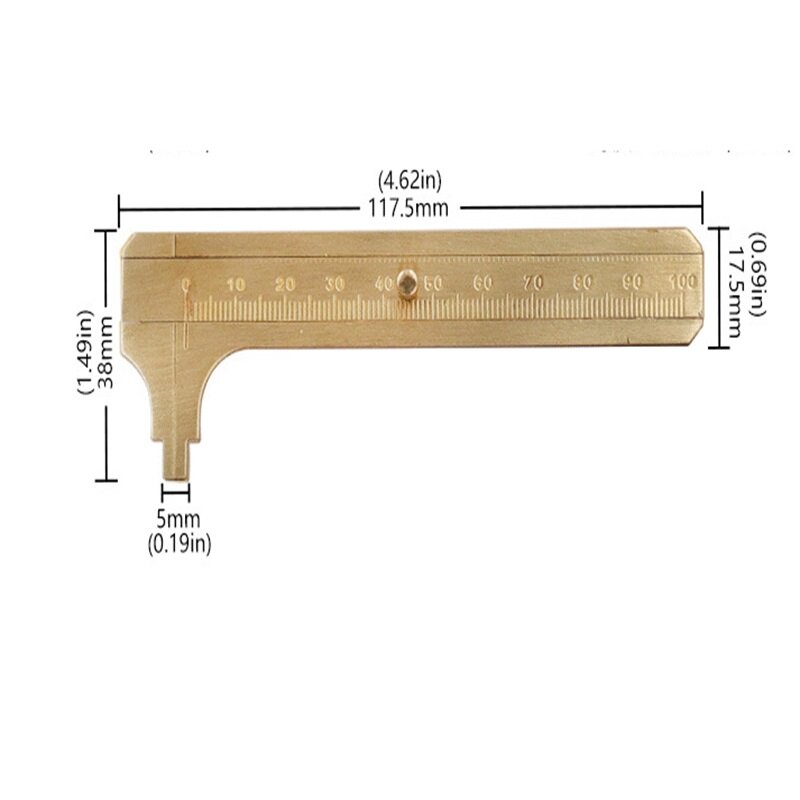 60/100mm Sliding Gauge Vernier Mini Vernier  Caliper Single Scale Pure Copper Vernier Durable Measuring Ruler Measuring Tools