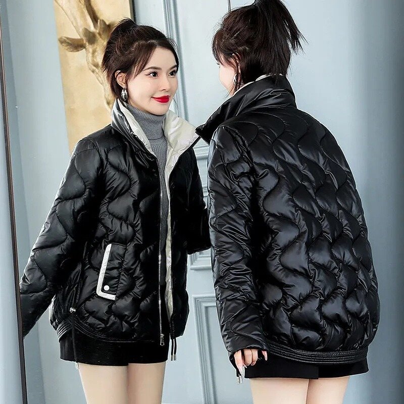 Новинка 2023, зимняя куртка, женские парки, толстая пуховая парка с хлопковой подкладкой, Женская куртка с воротником-стойкой, короткое пальто, облегающая теплая верхняя одежда