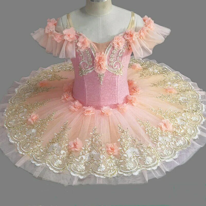 Gaun Tutu balet profesional anak perempuan bunga dewasa gaun putri piring wanita panekuk angsa danau balerina kostum tari panggung