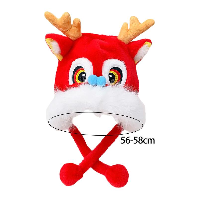 Funny Party Hat Earflap Cap Cute Chinese Dragon for Ladies Women New Years
