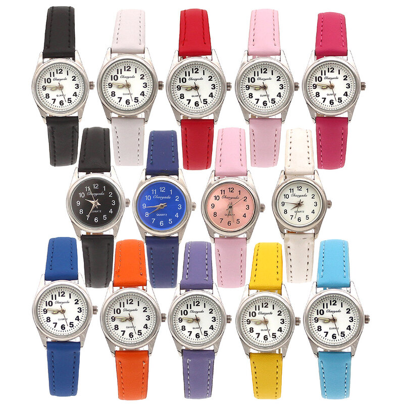 어린이용 귀여운 디지털 시계, 가죽 스트랩, 귀여운 만화 손목시계, 어린이 선물, 소녀 시계