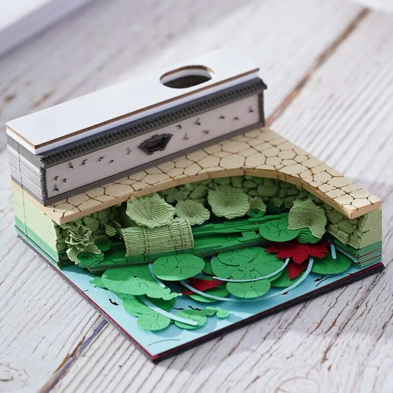Handmade Crafts 3D Carving Sticky Notes Message Paper Post Memos Diy Memo Note Paper Hand-tear Adhesive 3D Sticky Notepad