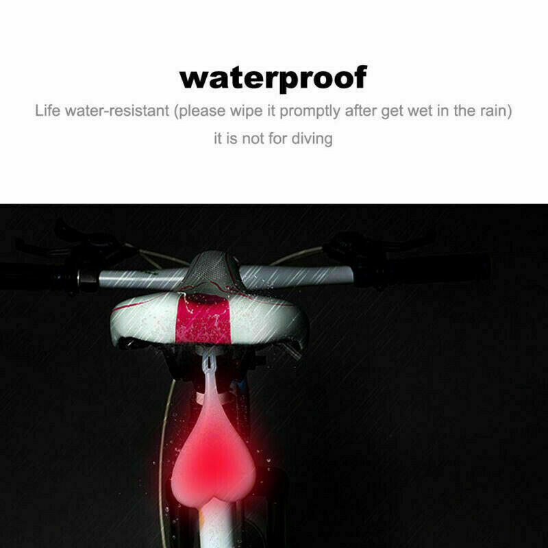 1 buah lampu belakang silikon kreatif berkendara sepeda, lampu ekor cinta tahan air dengan baterai