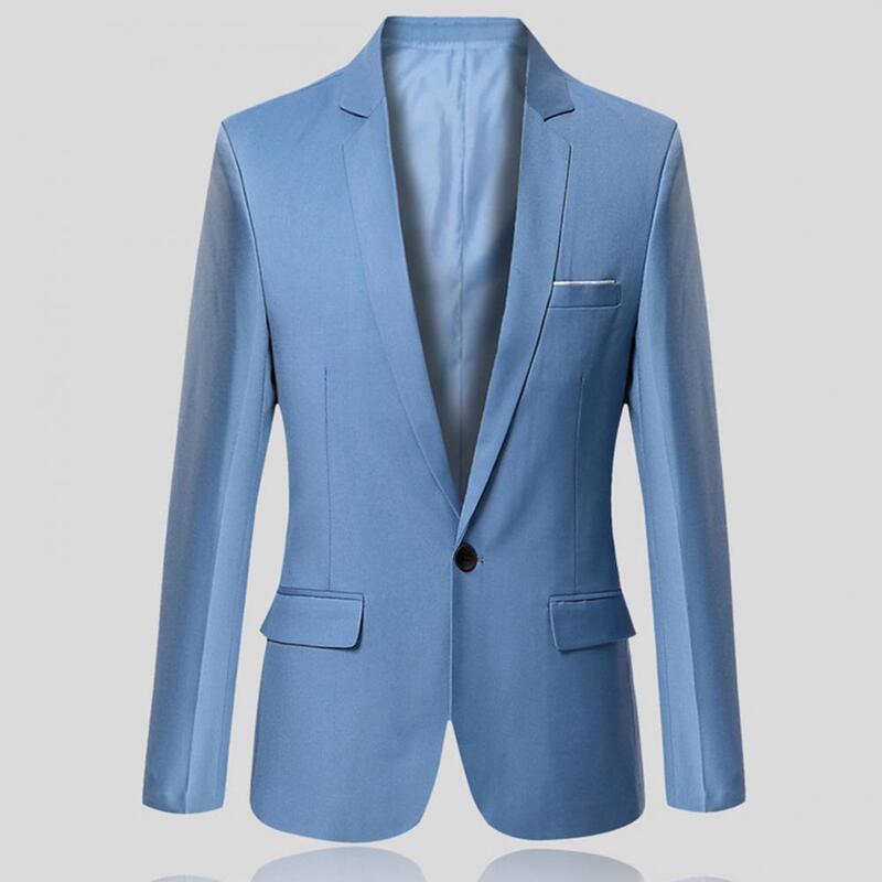 Klassischer Business Blazer einreihiger einfacher Anzug Jacke Revers schlanker Hochzeits anzug Mantel