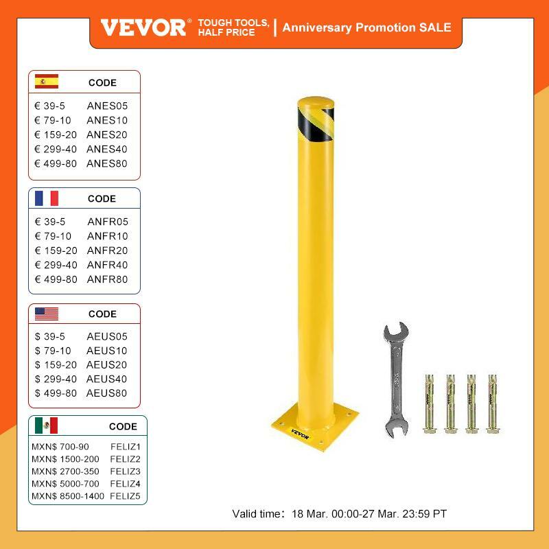 Vevor-スチールボラーシートポスト,黄色のパウダーコートカバー,4つの無料のアンカーボルト,RVエリア