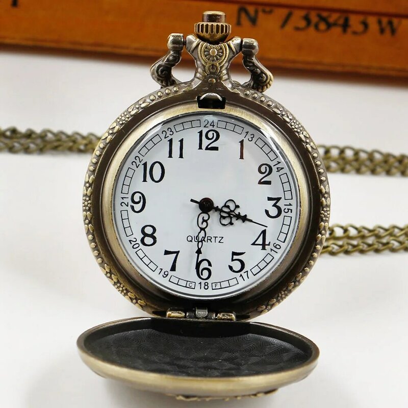 Orologio da tasca con motivo alce regalo con ciondolo collana Steampunk Vintage da uomo e da donna