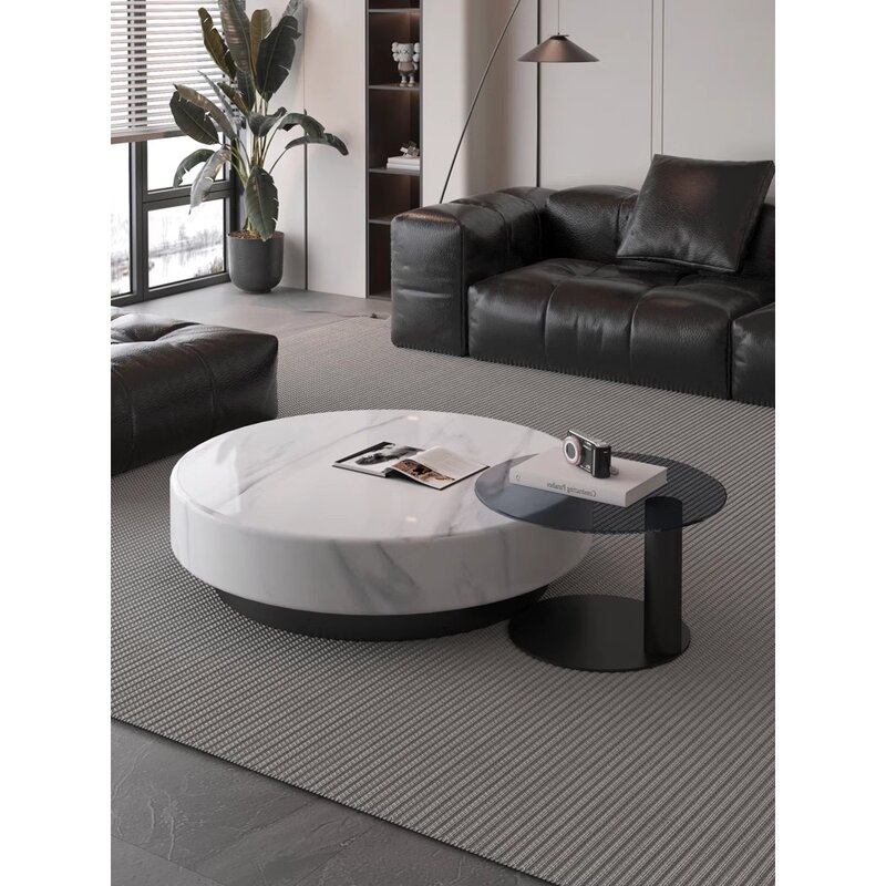 Mesa de centro minimalista personalizada, sala de estar, hogar redondo, mármol, lujo ligero, lujo, Internet rojo, diseño, nuevo, 2023
