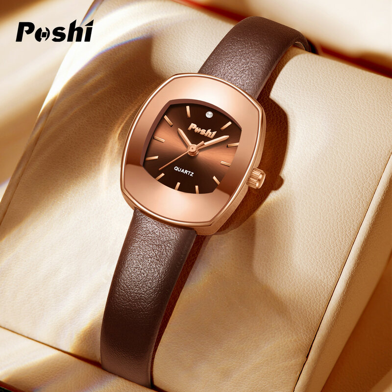 POSHI-reloj de cuarzo Original para mujer, pulsera informal a la moda, con correa de cuero, regalo