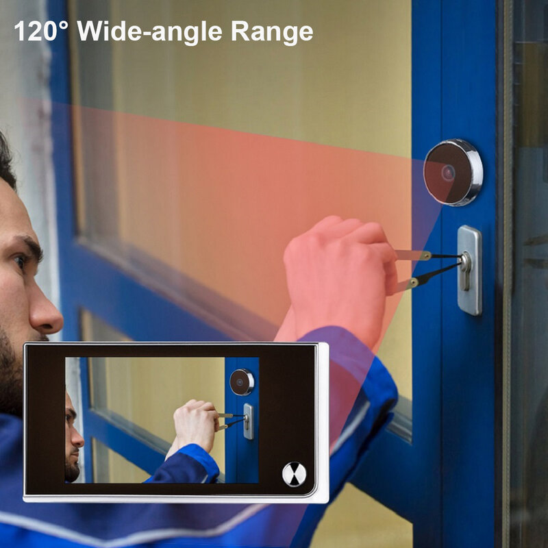 Wsdcam – caméra de porte intelligente de 3.5 pouces, sonnette, visionneuse de porte à 120 degrés, sans fil, avec moniteur