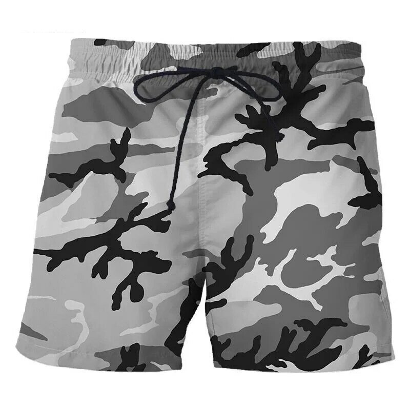 Pantalones cortos con estampado 3D de camuflaje para hombre, Shorts de tablero para deportes al aire libre, informales, a la moda, bañadores de playa