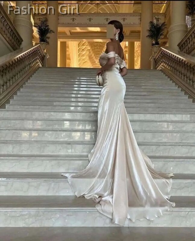 فساتين نسائية للحفلات الراقصة بدون ظهر ، فستان رائع بسيط ، تصميم كتف البطاقة ، مثير ، مخصص ، مناسبة رسمية ، أبيض ، 2023