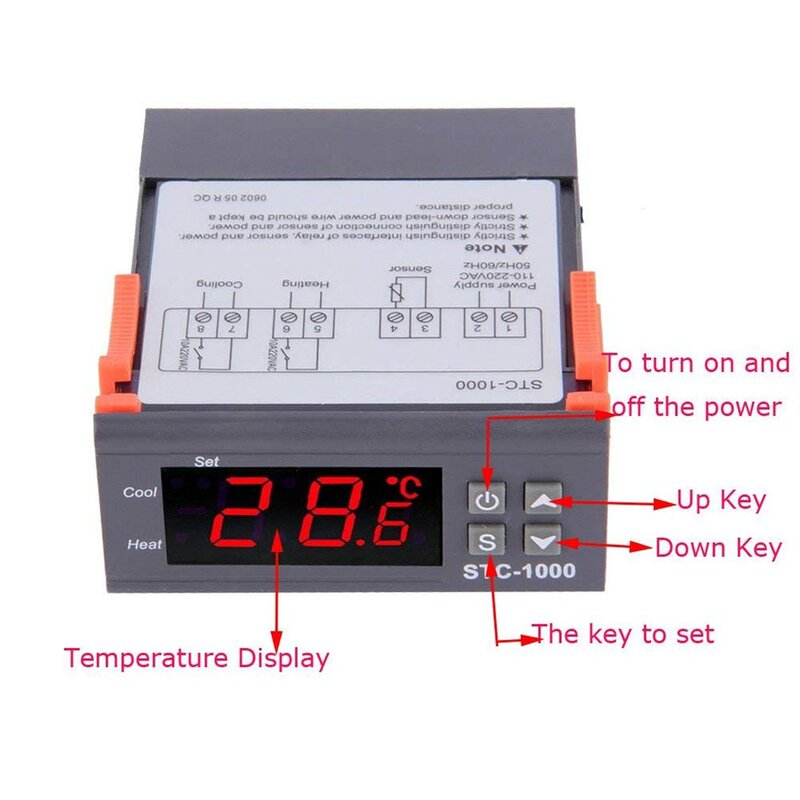 STC-1000 LED cyfrowy regulator temperatury termostat termoregulator akwarium inkubator 220V z kablem sonda czujnika