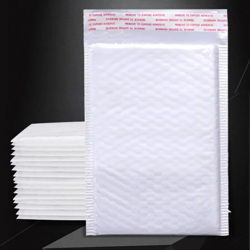 Shockproof White Foam Envelope Bag, auto-denominado, correio espessado, saco de bolha impermeável, filme pérola, escritório, 10pcs, 50 pcs