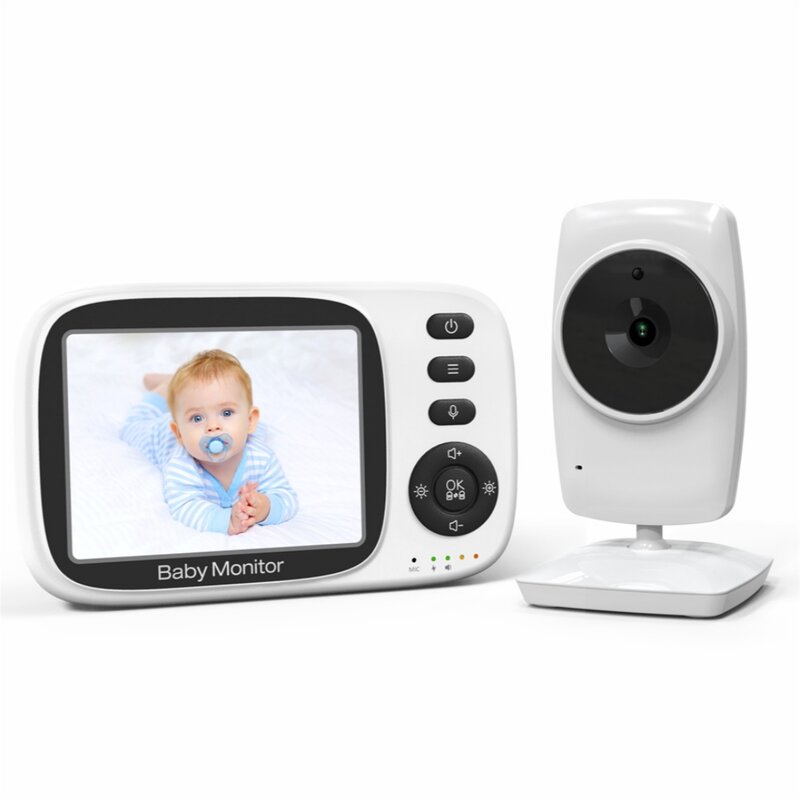 BabyStar Monitor bayi Video tanpa kabel, Monitor suhu interkom 3.2 inci dengan penglihatan malam otomatis dua arah