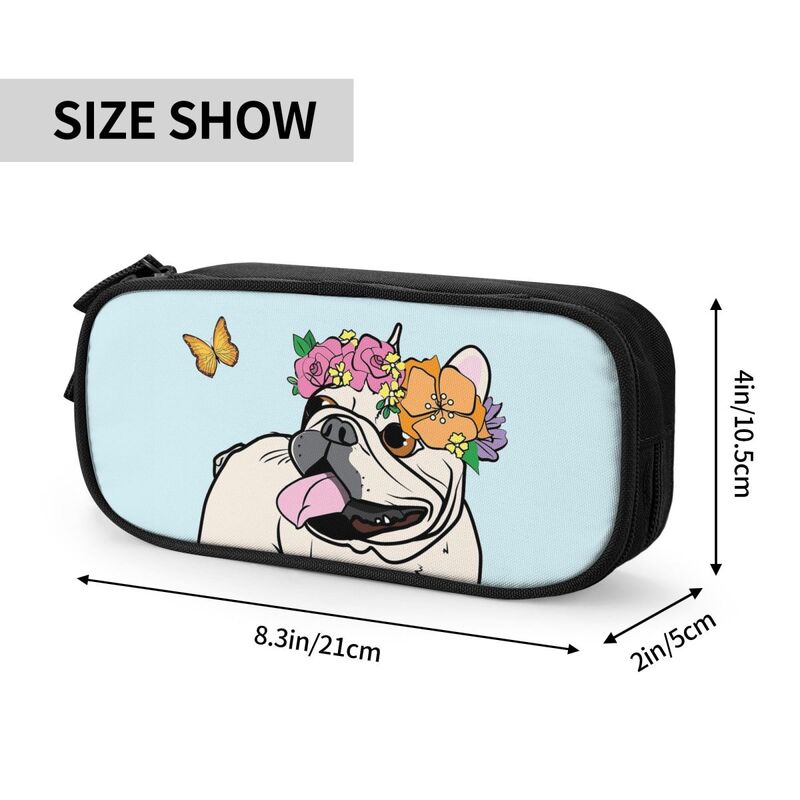 French Bulldog Butterfly Pencil Case Pet Frenchie Animal Pencilcases Pen Holder Big Capacity Bag Students School Gift Stationery