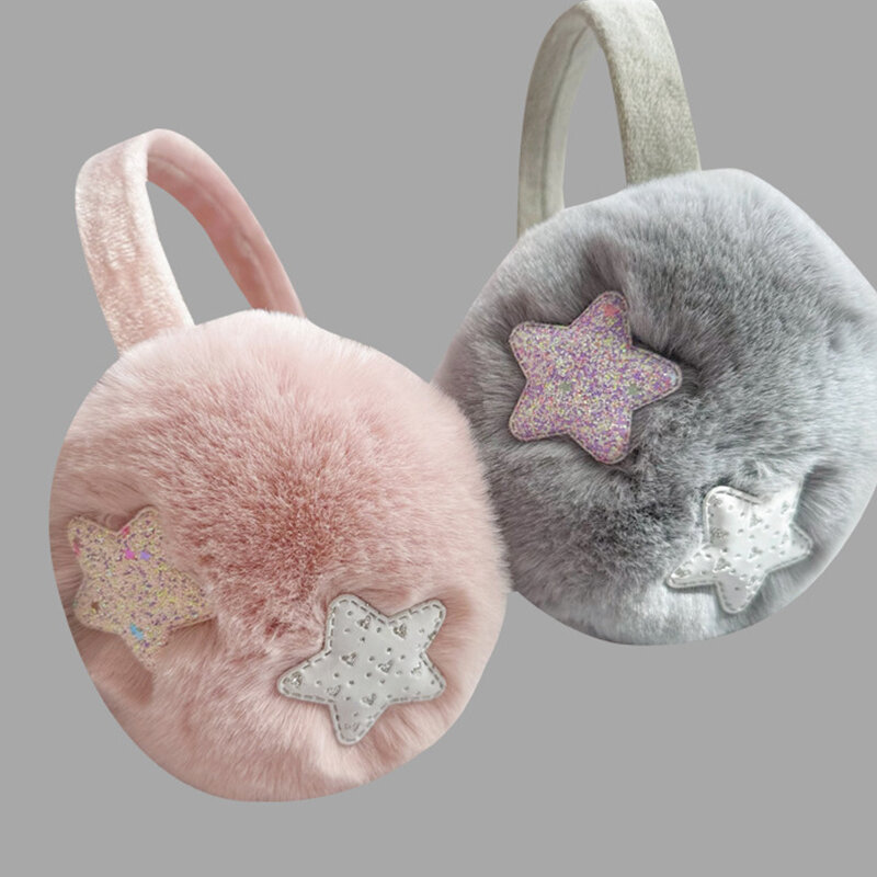 1PC Star Warm Plush Foldable Earmuffs Women Girls Winter Outdoor Windproof Ear Warmer Soft Furry Ear Cover Keep Warm Accessories