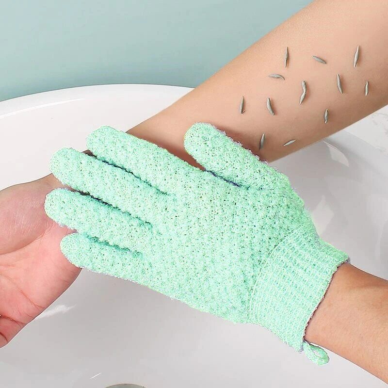 Sarung tangan mandi pengelupas kulit, 1 pasang sarung tangan mandi Scrub sarung tangan pijat untuk tubuh spons cuci Kulit Pelembab SPA