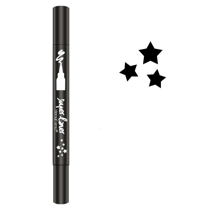 1PCS Mode Flüssigen Eyeliner Bleistift Doppel-headed Eye Liner Super Wasserdichte Stern Mond Blume Herz Briefmarken Kosmetik Make-Up werkzeuge