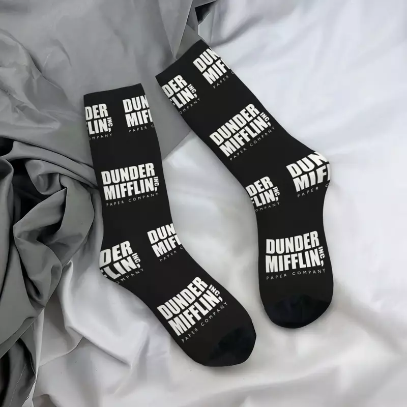 Dunder Mifflin ถุงเท้าฮาราจูกุถุงเท้ายาวดูดซับเหงื่อชุดถุงเท้ายาวทุกฤดูสำหรับของขวัญวันเกิดของผู้หญิงผู้ชาย
