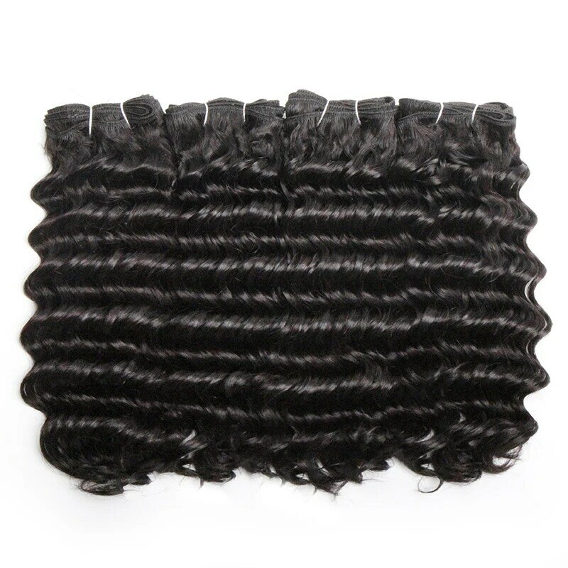 Pacotes de cabelo encaracolado curto brasileiro para mulheres negras, duplo desenhado, Jerry Curl, 100% cabelo humano, cabelo remy, 4 pacotes, 8-14 em