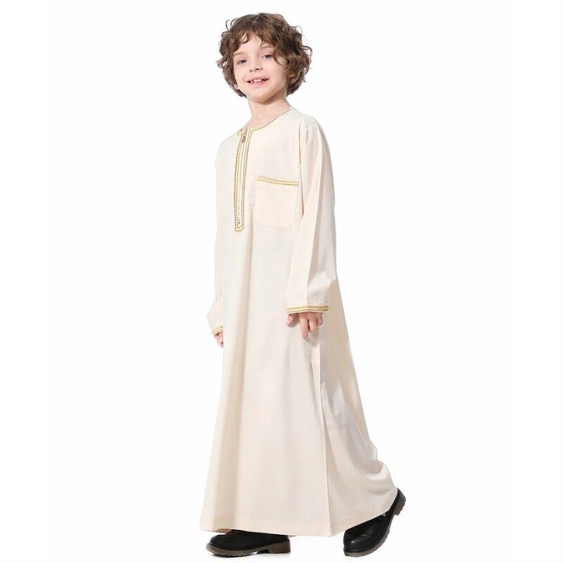 2024 модная мусульманская одежда для подростков, мусульманская мужская летняя зимняя молитва для Рамадана, высокое качество, яркая Одежда для мальчиков, кафтан
