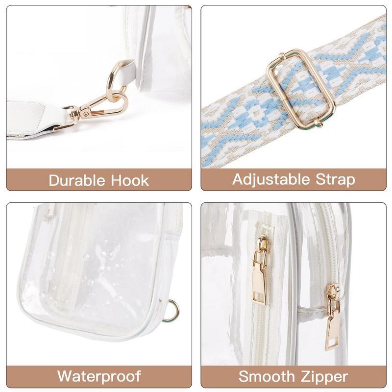 Clear Crossbody Bag Transparent Purse Large Capacity Waterproof Clear Bag Multifunctional Fanny Pack Adjustable Sling Bag For