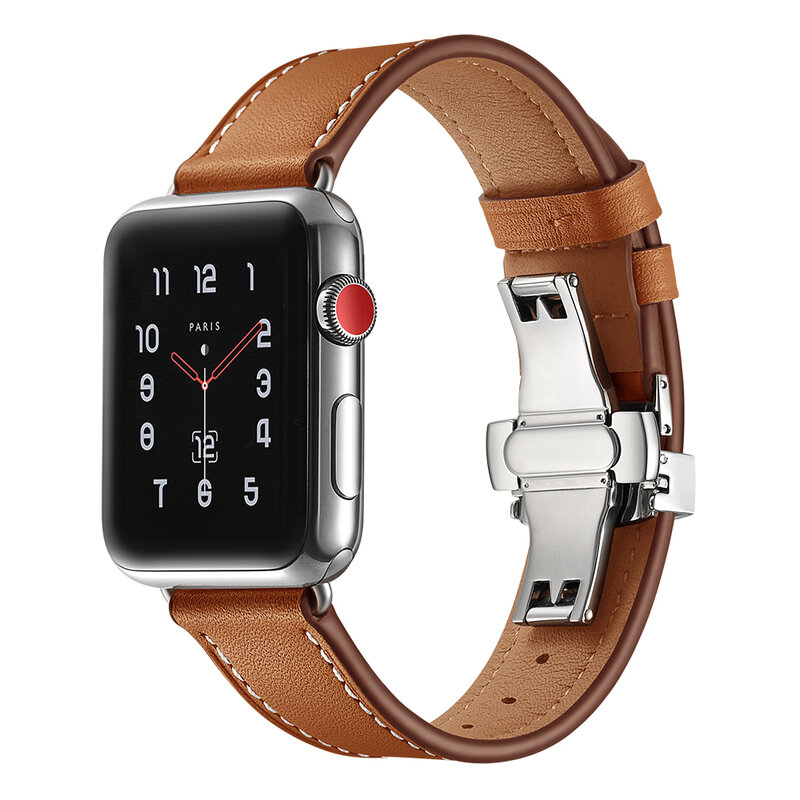 Correa de cuero para Apple watch, banda de reloj de 45mm, 44mm, 49mm, 40mm, 41mm, 45mm, correa para iwatch serie 3 5 6 SE 7 8 ultra