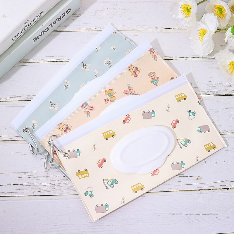 1 PC Outdoor Portable Baby Wet Wipe Pouch Portable Buckle Wipes Holder Case Flip Cover Snap-Strap Reusable Wet Wipe Bag