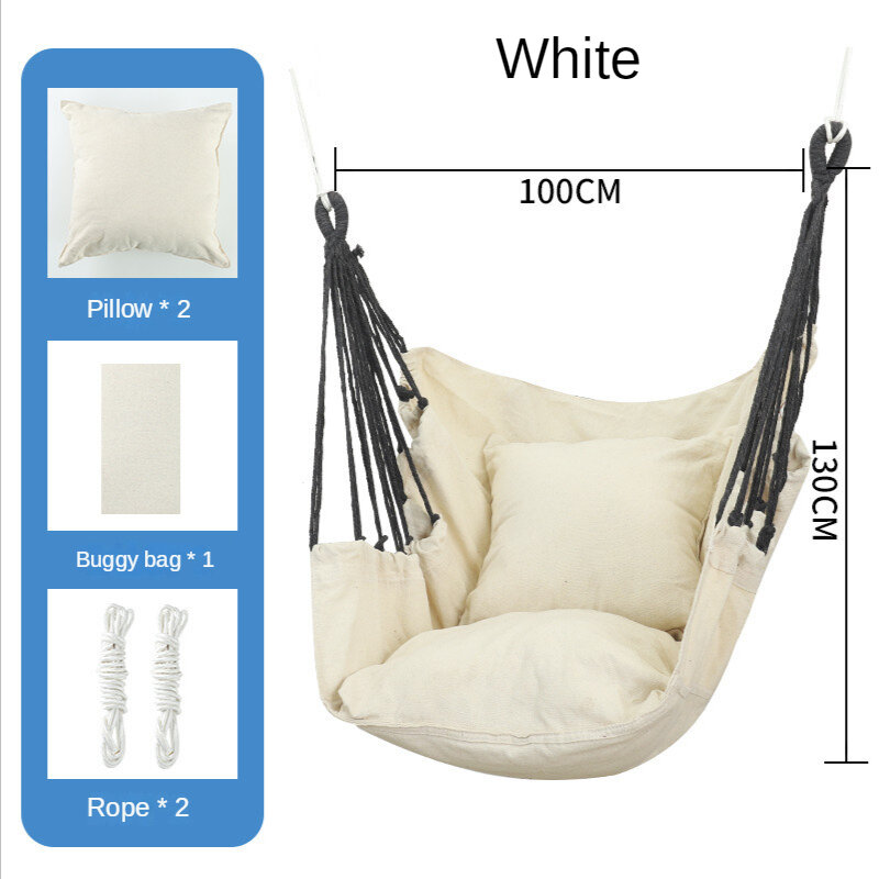 ConfronSwing-Hamac en toile avec oreiller pour adulte, chaise de loisir pour dortoir d'étudiant, camping d'intérieur