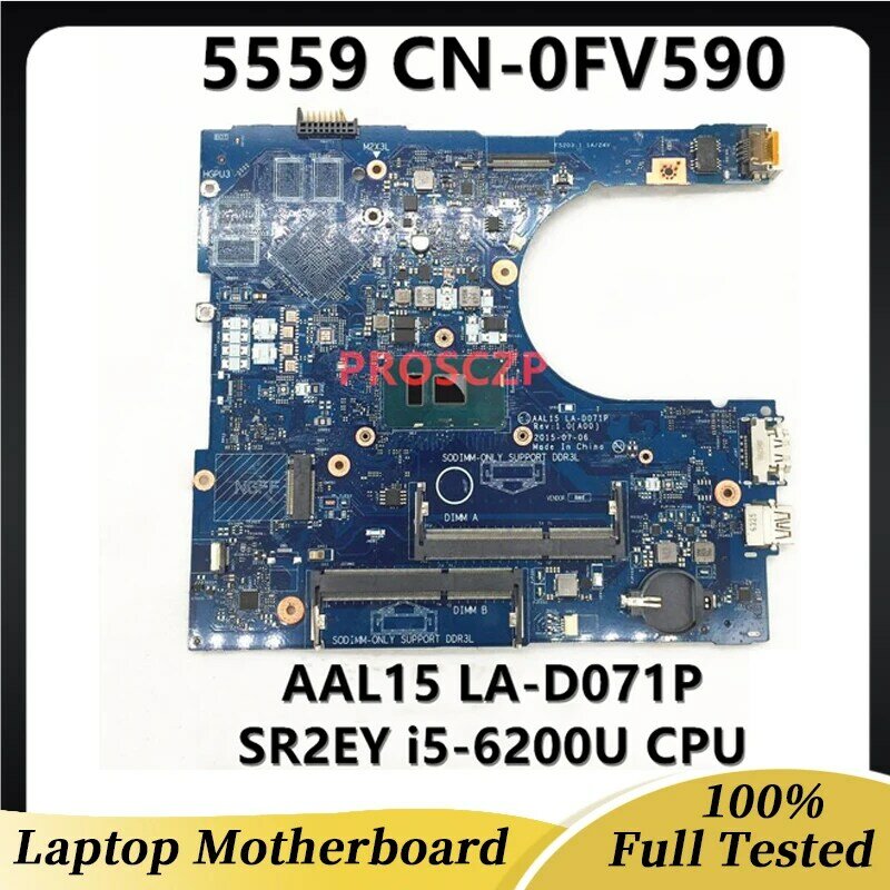 CN-0FV59D 0VYVP1 03JXDM  For DELL 15 5559 17 5759 14 5459 AAL15 LA-D071P Laptop Motherboard With i5-6200U CPU 100% Fully Tested