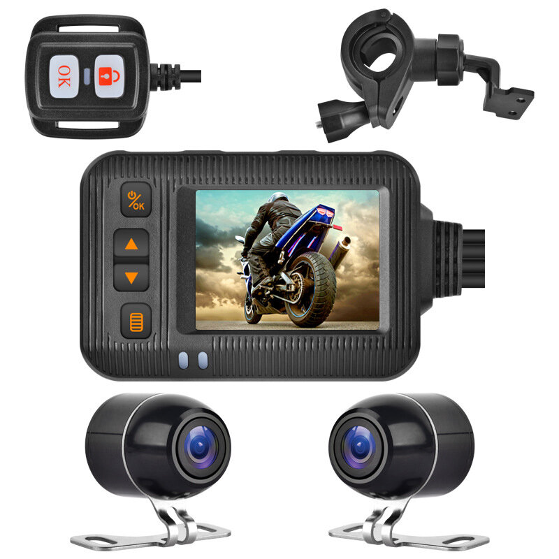 1 zestaw wielofunkcyjny wyświetlacz motocyklowy DVR Divi-Screen wygodny kamera na deskę rozdzielczą motocyklowy 2-Cal 120 stopni dla roweru