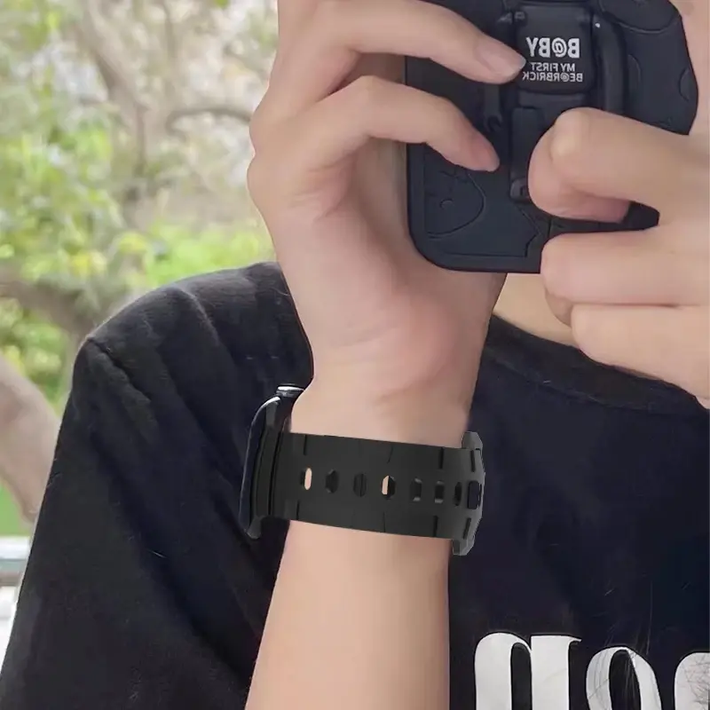 Tali Silikon untuk Apple Watch Band 49Mm 45Mm 41Mm Gelang Karet 40Mm 44Mm 38Mm 42Mm untuk IWatch Seri 3 5 6 Se 7 8 Ultra Band