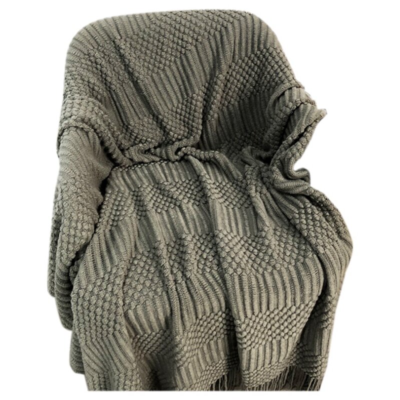 Coperta lavorata a maglia per divano, letto e divano coperta Super morbida con nappe Cosy Home Decor facile da usare