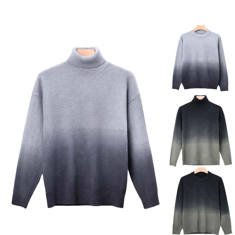 Sweater Turtleneck hangat untuk pria, Sweater tebal kerah bulat kasual nyaman musim gugur, Sweater Turtleneck hangat modis untuk pria