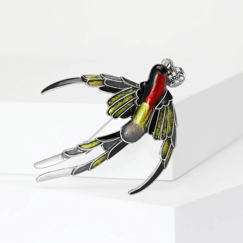 Vintage Enamel Swallow Brooches for Women Unisex Bird Animal Pins 2-color Available Casual Party Accessories Gifts