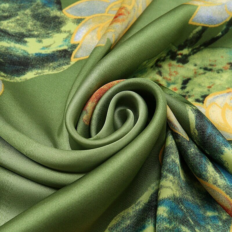 Luxury Brand Silk Scarf Women Large Satin Shawl Pashmina Hijab Foulard Echarpe Design Print Lady Beach Stole Floral Head Scarves