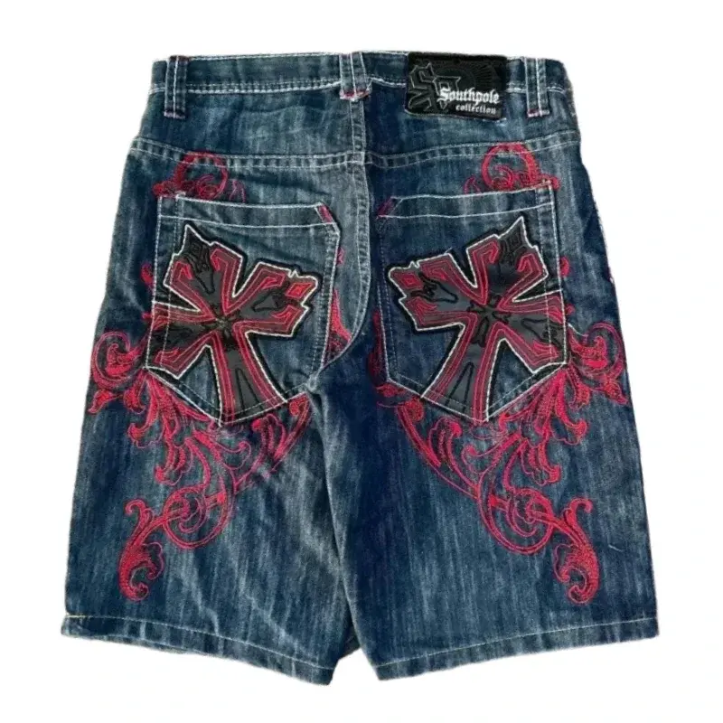 American Fashion Trend Summer Denim Shorts donna Y2K New Street Vintage Casual pantaloni larghi jolly Unisex Harajuku Punk Rock Jeans