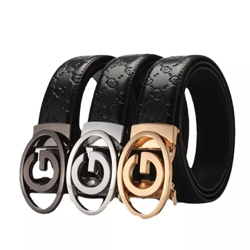 Cinturones de diseñador de marca de alta calidad para hombre, cinturón con hebilla de letra lisa, cinturón perforado, cinturón versátil de vaca de dos capas, 20234
